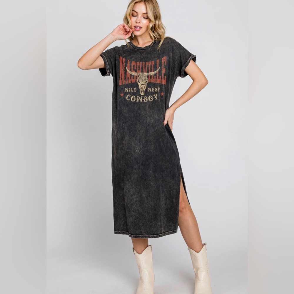 Nashville Cowboys Mineral Wash Graphic Dress